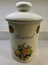 Vintage Melba ware large ceramic bread bin with fruit motif