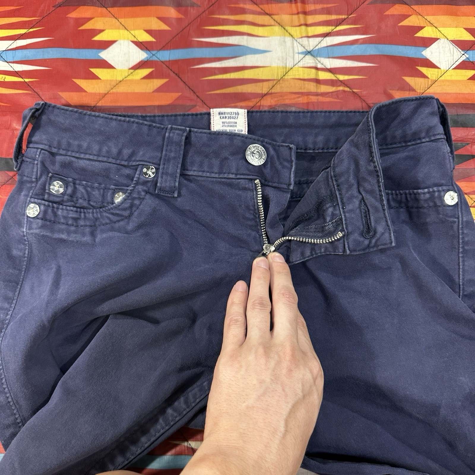 True Religion Brand Hi Rise Legging Stretch Jeans Blue Women’s Size 28x28 thumbnail 4