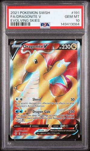 Dragonite V (Full Art) 191/203 SWSH07: Evolving Skies Holo PSA 10