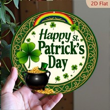 Cheerful St. Patrick'S Day Round Tin Metal Signs Home D cor 8x8