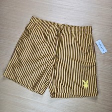 PacSun Playboy Swim Trunks Mens S Brown Striped Elastic Waist Board Shorts NEW