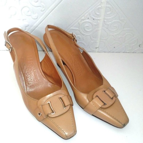 Salvatore Ferragamo Pumps Heel Vara Leather Beige 4 71421c - Picture 15 of 24