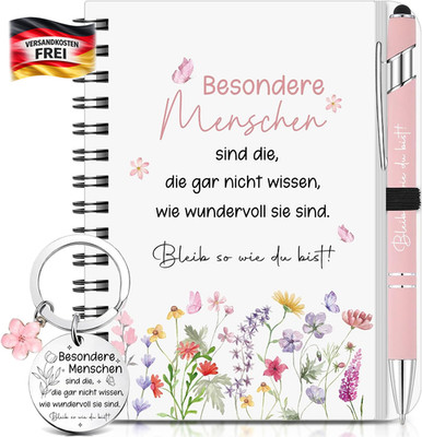 Motivationsgeschenk Set für Freunde Kollegen mit Notizbuch Stift Schlüsselanhäng