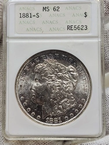 1881 S $1 Morgan Dollar MS62 ANACS "soapbox' Toned