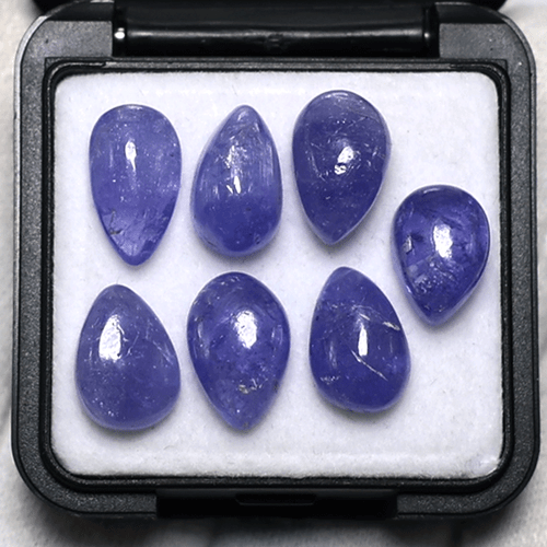 Lot 7 Pcs Natural Tanzanite Hi-Quality Untreated 10-12mm Pear Cabochon Gemstones - Picture 7 of 12