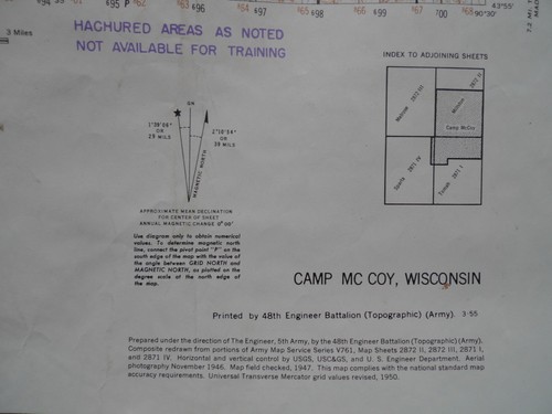 ARMY MAP SERVICE CORPS OF ENGINEERS CAMP McCOY TUNNEL CITY 1:25000 SET OF 5 MAPS - Picture 11 of 11