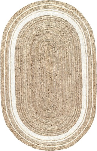 Versatile 3x5 Oval Jute Rug in Off-White - Ideal for Coastal and Cottage Styles - Picture 10 of 11
