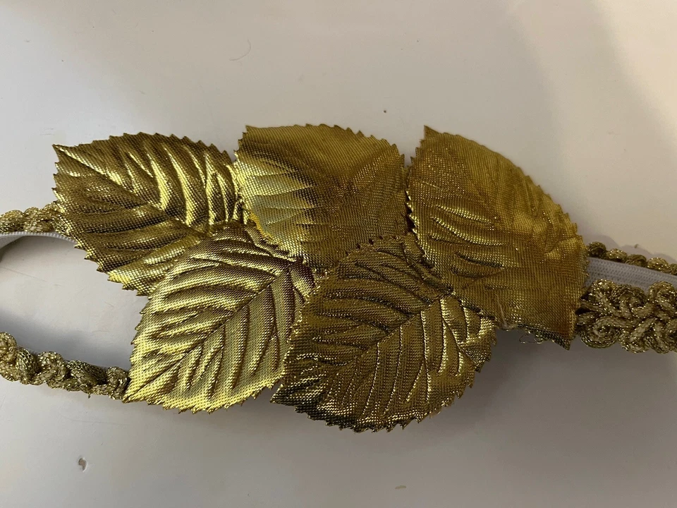 Diadema de diosa griega romana hojas doradas Cleopatra disfraz de Halloween elástico Foto 2 de 4