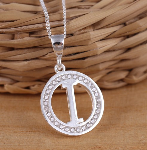 Solid 925 Sterling Silver CZ Letter Initial A-Z Pendant Charm Necklace Jewellery - Picture 12 of 25
