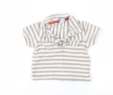 Adams Jungen braun gestreift Baumwollmischung Polo Gr&ouml;&szlig;e 9-12 Monate Knopf