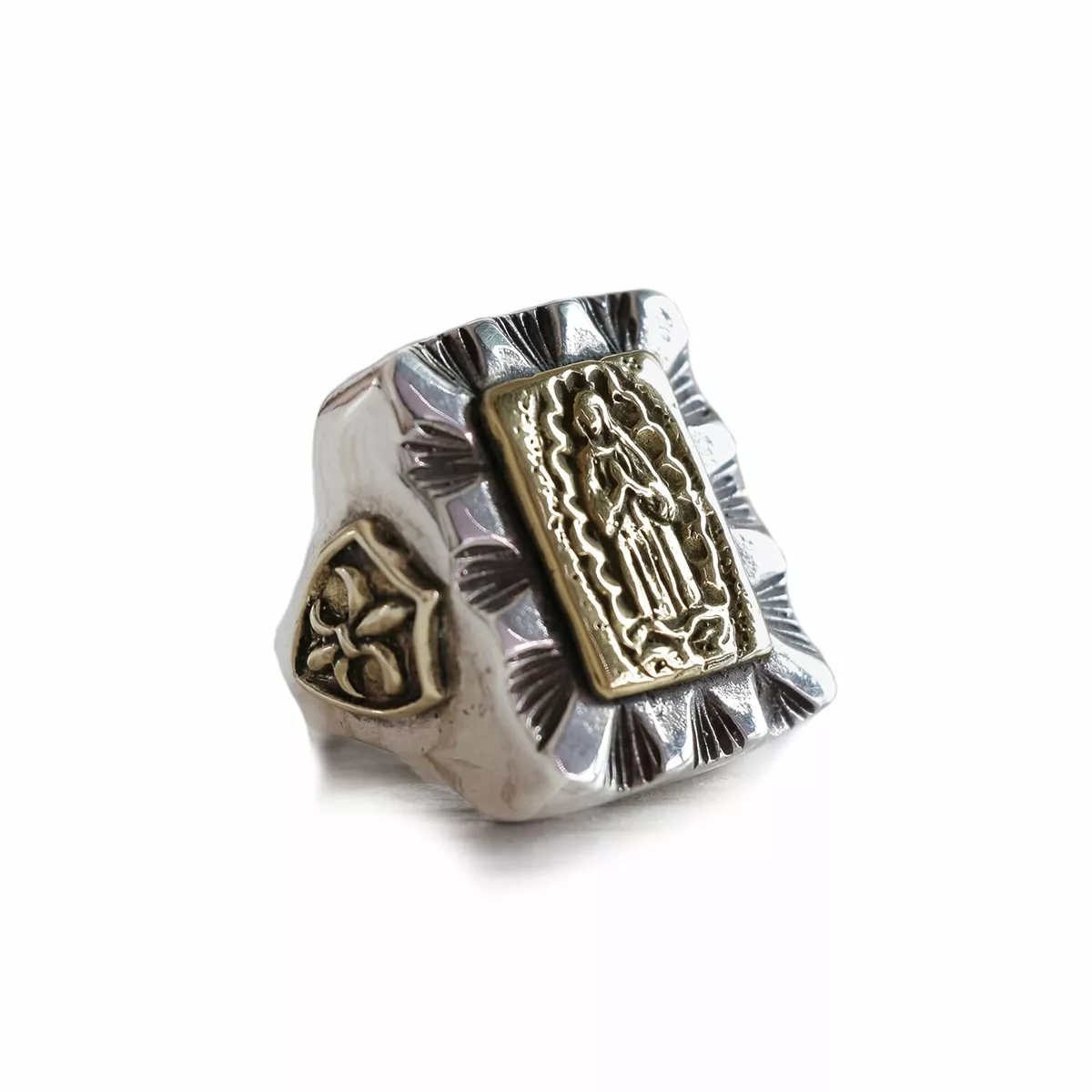 Virgin Mary Mexican Biker Ring Sterling Silver 925 Hip Hop Cross Christ Blessed