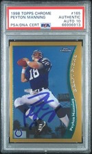 PEYTON MANNING SIGNED 1998 TOPPS CHROME ROOKIE CARD PSA RARE AUTO 10 66996913