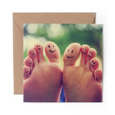 1 x Blank Greeting Card Funny Feet Foot Joke Cute #50969