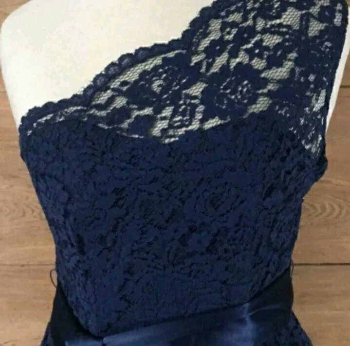 New WOMEN'S Tevolio One Shoulder Royal Blue Lace Dress Size 4 - Image 2 of 4