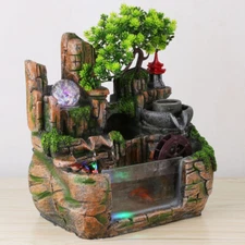 Mini Rockery Fountain Waterfall Feng Shui Desktop Desktop Ornament Decor Indoor