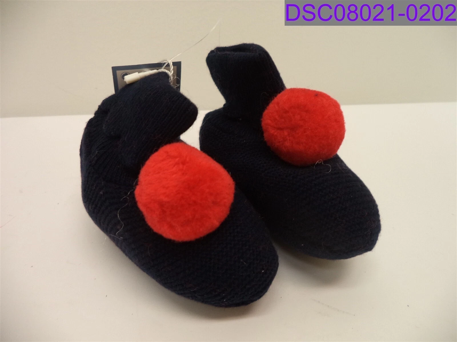 Jacadi Paris Baby Girl Pompom Slippers Navy Blue Size 18/19