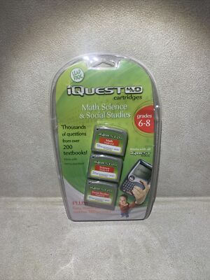LEAP FROG iQuest 4.0 CARTRIDGES Math Science Social Studies GRADES 6-8 NIP