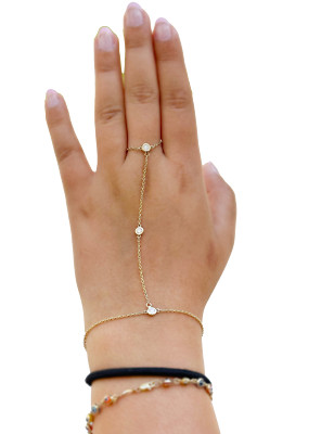 14K massives Gelbgold Fingerarmband CVD Diamanten Ring Armband Kette 0,30ctw