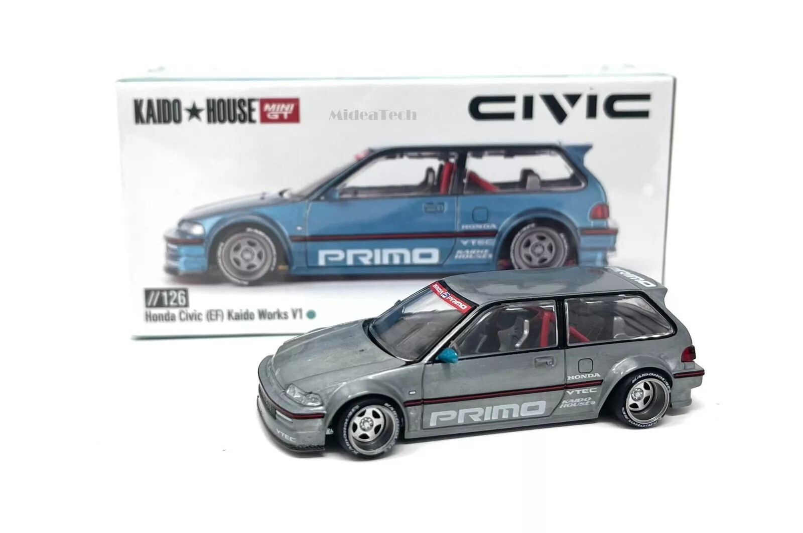 1/64 Kaido House x Mini GT Honda Civic EF Kaido Works V1 Chase RAW KHMG126