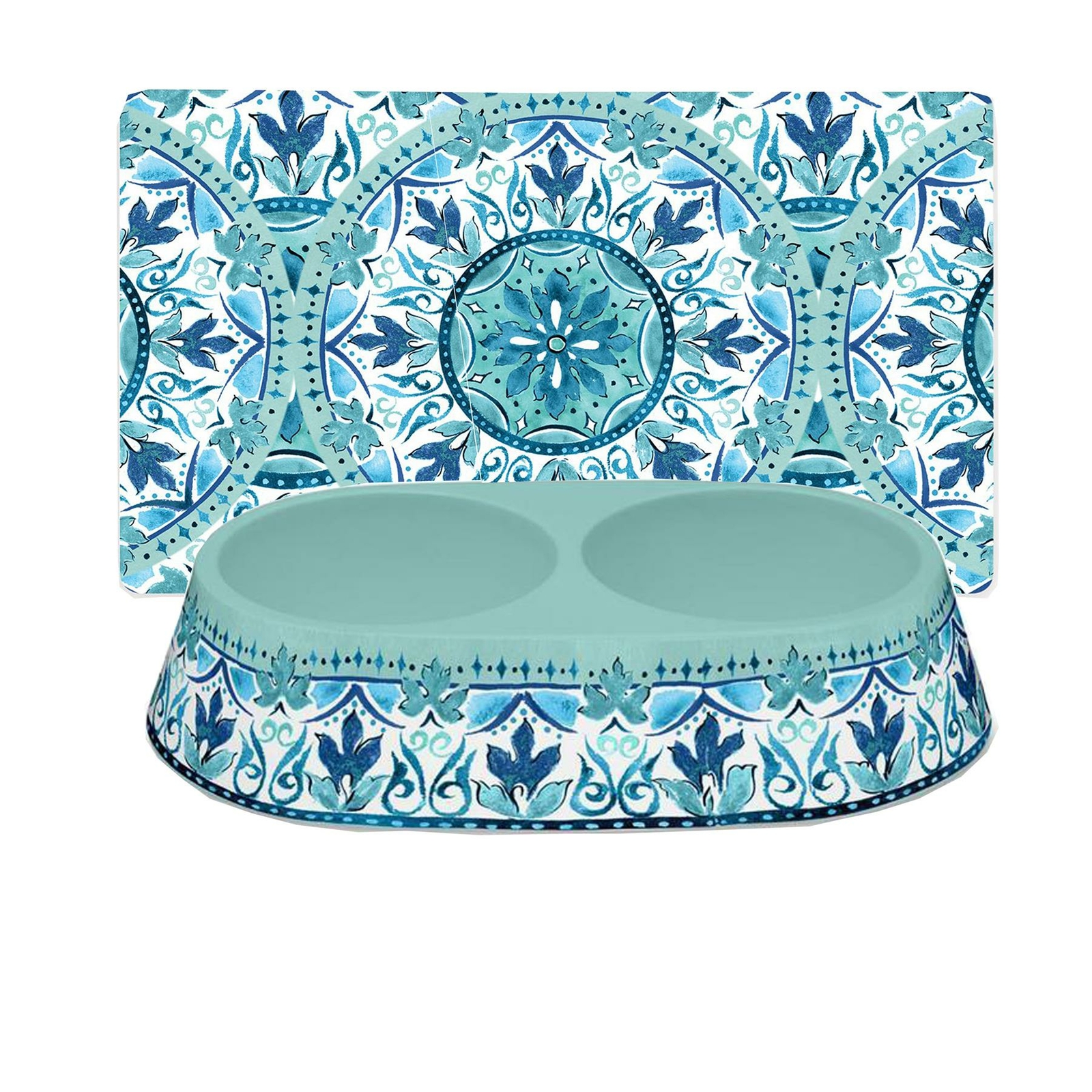 Gibraltar Melamine Double Pet Bowl & Placemat Set