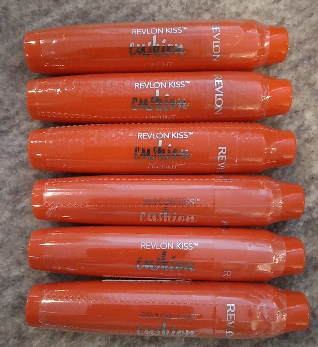 LOT OF 6 REVLON KISS CUSHION LIP TINT 250 HIGH END CORAL 0.15oz EA SEALED