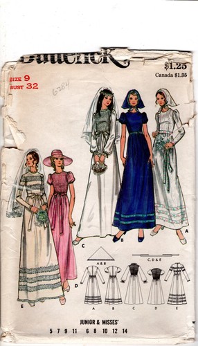 "Junior & Misses' Bridal Dress" Butterick Sewing Pattern # 6284 Size 9 Bust 32 - Picture 5 of 5