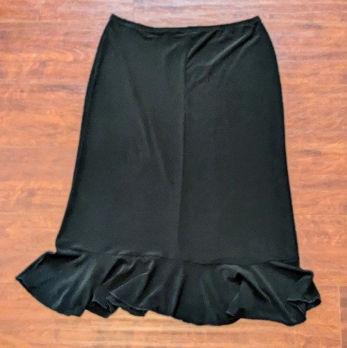 VTG Vixen Womens Med Black Stretch Skirt Glam Goth Glitter Evening Party Ruffle - Picture 6 of 7
