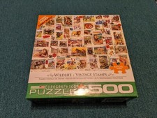 EuroGraphics "Wildlife Vintage Stamps" 500 Piece Puzzle / Made in USA