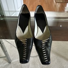 Vero Cuoio Valentine Black Lace Slip On Womens Designer Shoes Heels Italy 36.5 5
