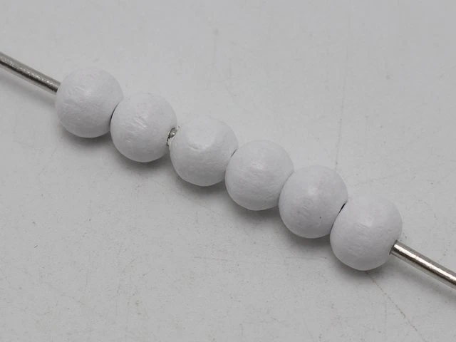 500 piezas Cuentas de madera redondas blancas de 8 mm ~ Cuentas de madera Cuentas espaciadoras Fabricación de joyas Foto 4 de 4