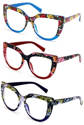 Pairs Women Large Bold Oversized Floral Reading Glasses Vintage Readers  DR05