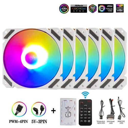 120mm RGB ARGB Fan Cooler PWM 4PIN 5V 3PIN Ventilateur Cooling Wholesale - Picture 7 of 25