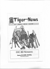 Stadionheft - Bayreuth Tigers vs EHC 80 Nürnberg - Teamsheet/Aufstellung - 1994