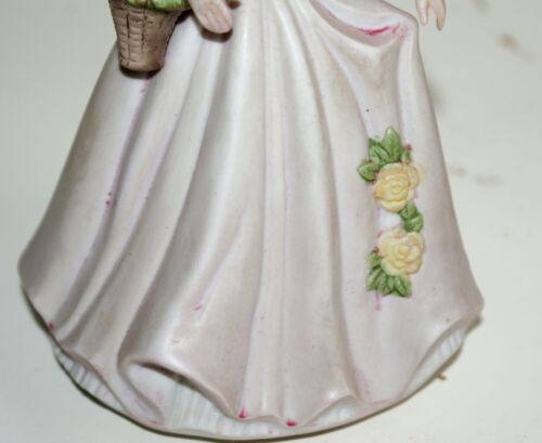Musical Ceramic Lady with Basket Music Box - Picture 4 of 8