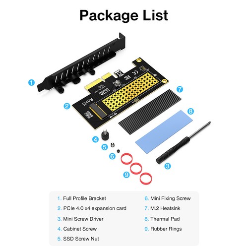 JEYI PCIe 4.0 X4 to M.2 NVMe Adapter 64Gbps Card With Aluminum SSD Heatsink - Picture 9 of 12