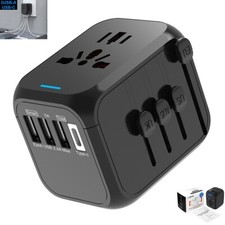 Universal Travel Adapter International Wall Power 4 USB-C Charger Converter Plug