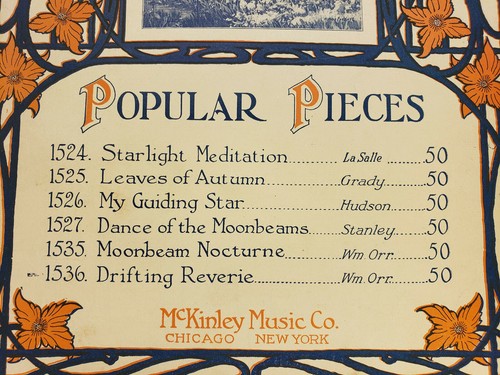 Sheet Music: Popular Pieces #1536 "Drifting" Reverie Wm. Orr 1913(SM2) - Picture 2 of 6