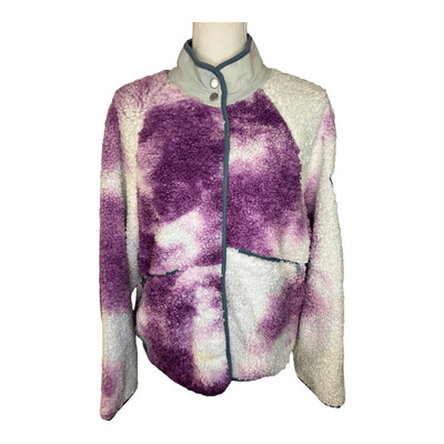 NEW Ivory Ella Size Large Purple Tie Dye Snap Sherpa Jacket NWT