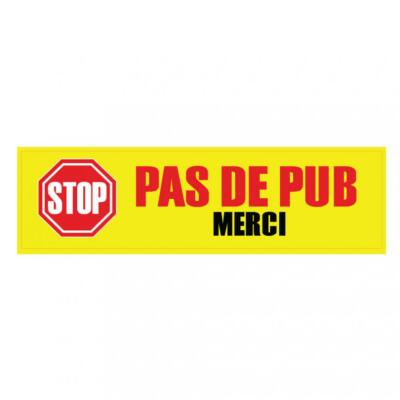 Plaque gravée STOP PUB PAS DE PUBLICITE MERCI BLANC ROUGE