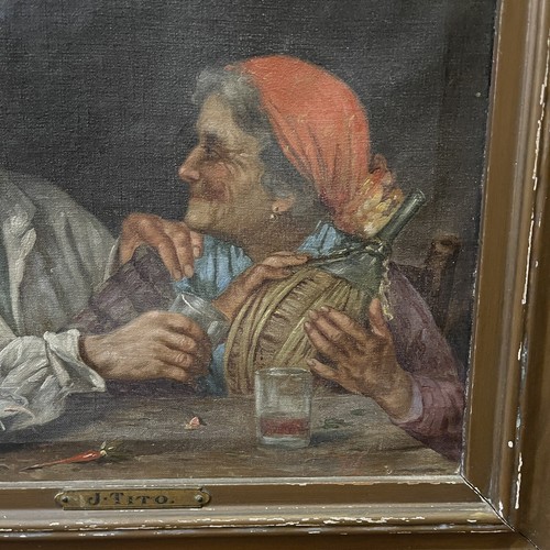 Early 19th Century Oil Painting on Canvas Italian J Tito Portrait Old Couple - Picture 12 of 18