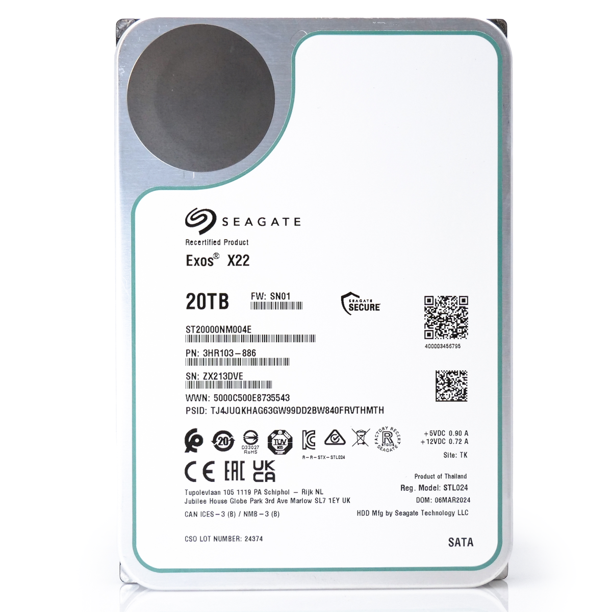 Seagate Exos X22 20TB SATA 6Gb/s 7200RPM 3.5 Seagate Exos X22 20TB SATA 6Gb/s 7200RPM 3.5