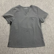 Mandala Scrubs Top Women's Medium Gray Workwear Medical Polyester Blend