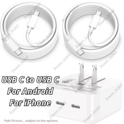 For iPhone 15 Pro Max Plus Android 35W Dual USB-C Fast Charger PD Type-C Cable