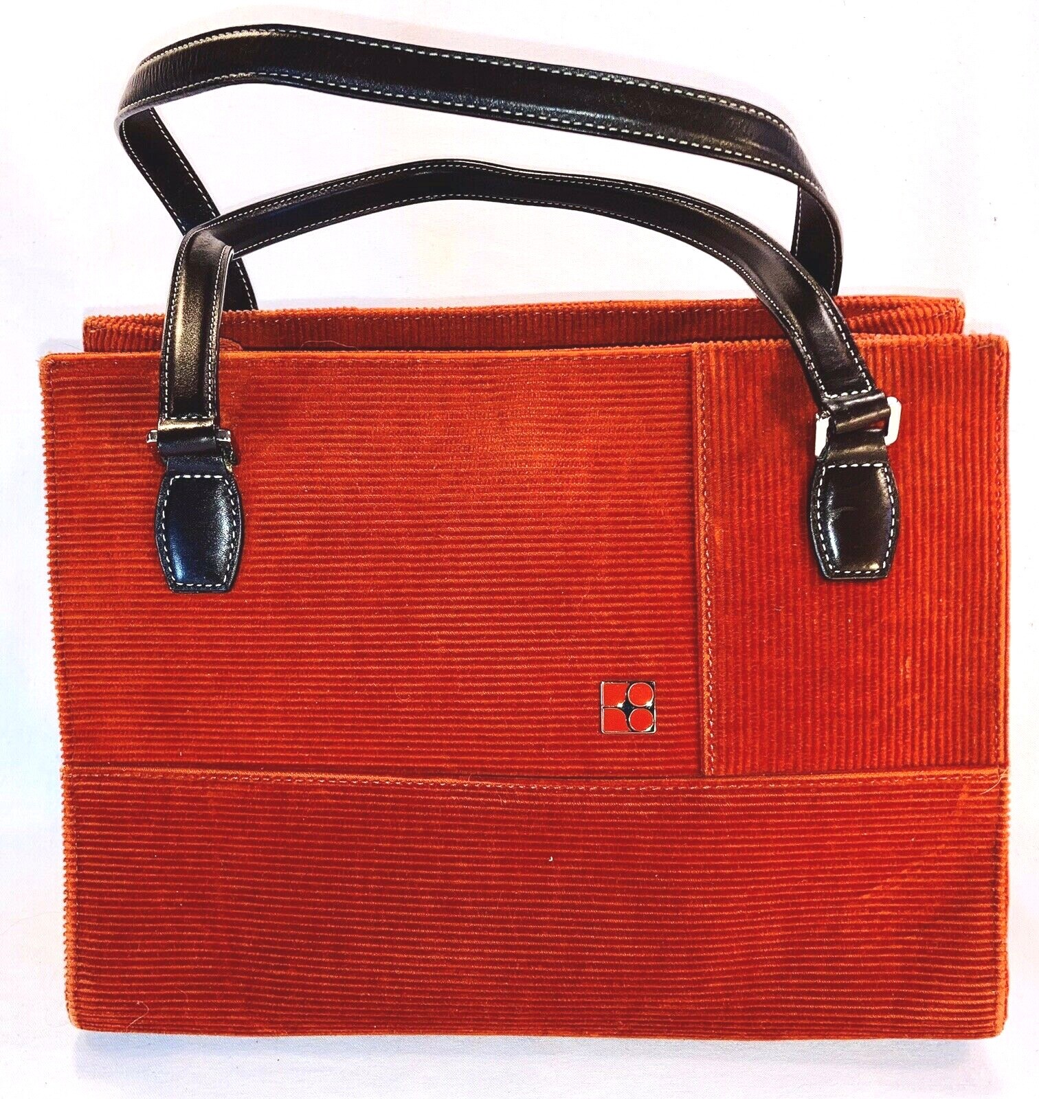 Kate Spade Red Corduroy Bag with Leather Straps and Magnetic Snap Closure