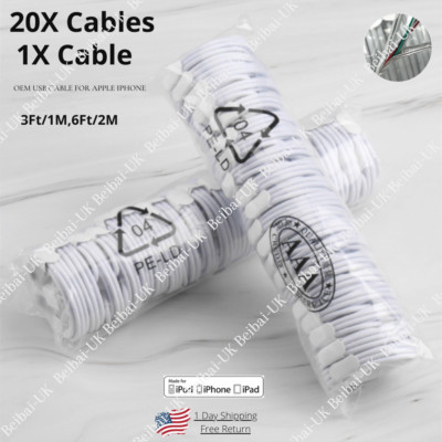 1/20X Bulk Lot USB Charger Cable For iPhone 14 13 12 11 XR 8 7 SE Charging Cord