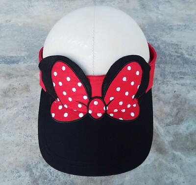 Disney Parks WDW Adult Minnie Mouse Ears Visor Hat Red Polka