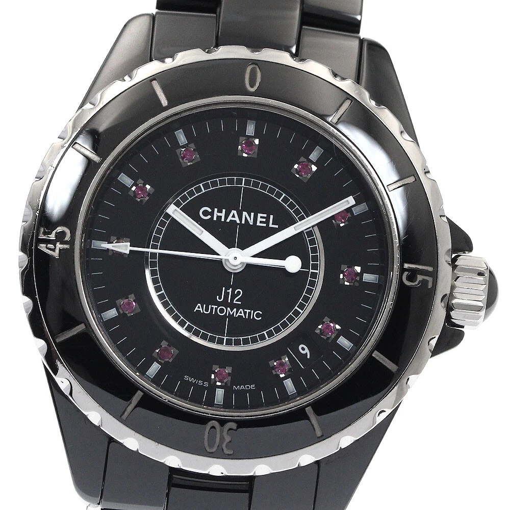 Orologio Uomo Automatico CHANEL J12 12P Rubino H1635 Ceramica Nera Quadrante Nero_882897