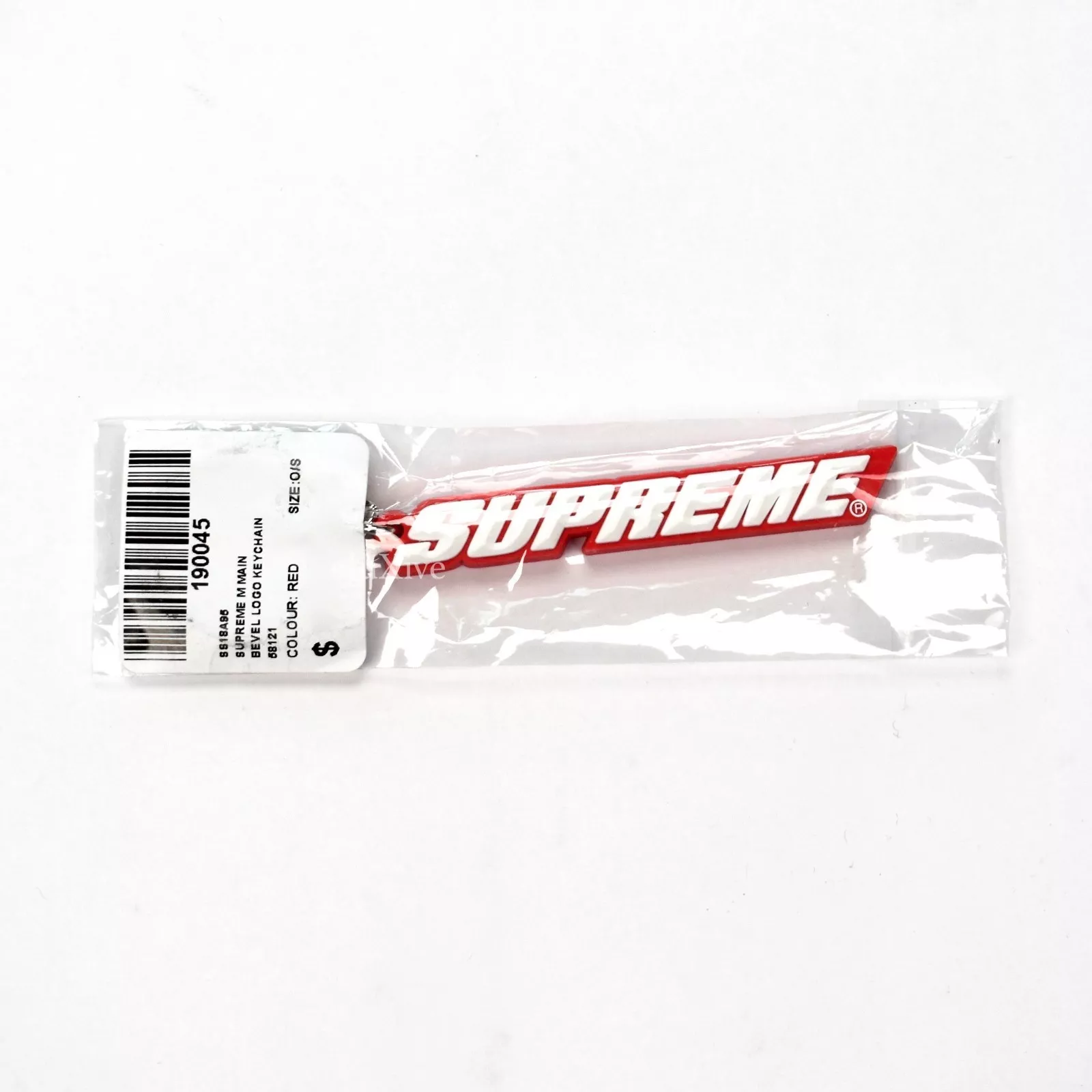 Porte clés caoutchouc imprimé logo biseauté rouge Supreme New York SS18 DS rare AUTHENTIQUE neuf avec étiquette