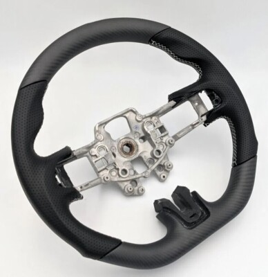 Real Carbon Fiber Perforated Leather Steering Wheel For 15-23 Ford Mustang GT
