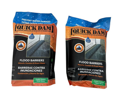 Quick Dam Water Activated Flood Barrier Grows to 5ft X6inX 3.5in QD65-1  2pack
